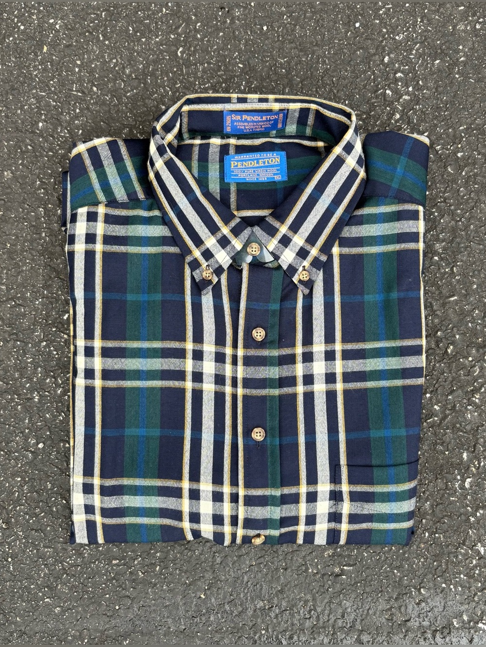 NWT Sir Pendleton Shirt Mens XL Wool Button Down Plaid Long Sleeve Tartan Green